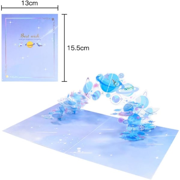 3D-syntymäpäiväkortti, valmistumiskortti, muistokortti, Onnellinen Planeetta