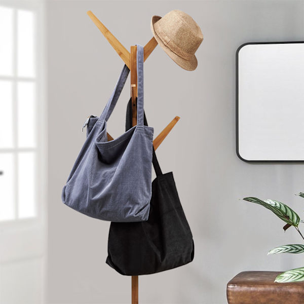 En Tjock Corduroy Tote Bag Svart Extra Stor Kapacitet Handväskor