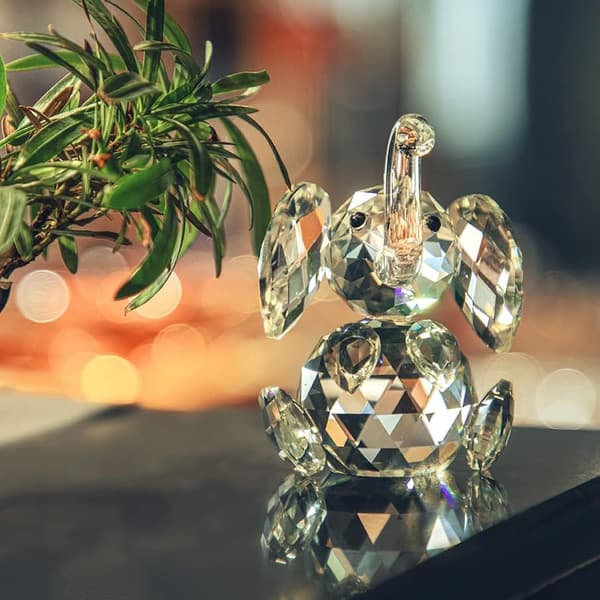 1 st Kristallelefant Djurfigur Samling Glas