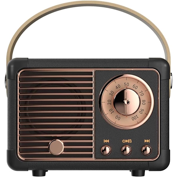 Retro Bluetooth Högtalare Trådlös Mini Högtalare, (Svart)