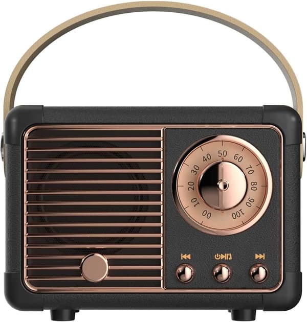 Retro Bluetooth Højttaler Trådløs Mini Højttaler, (Sort)