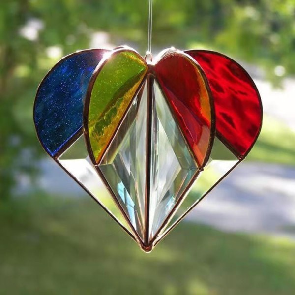 Flersidigt hjärta Färgglad dekoration Suncatcher Rainbow Maker