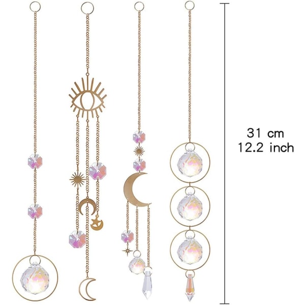 4 stk Krystall Solfangere, Solfanger Krystall Henger Ornament,