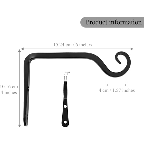 2-pack Väggmonterade Växtkrokar, 6 tum Växtkrokar