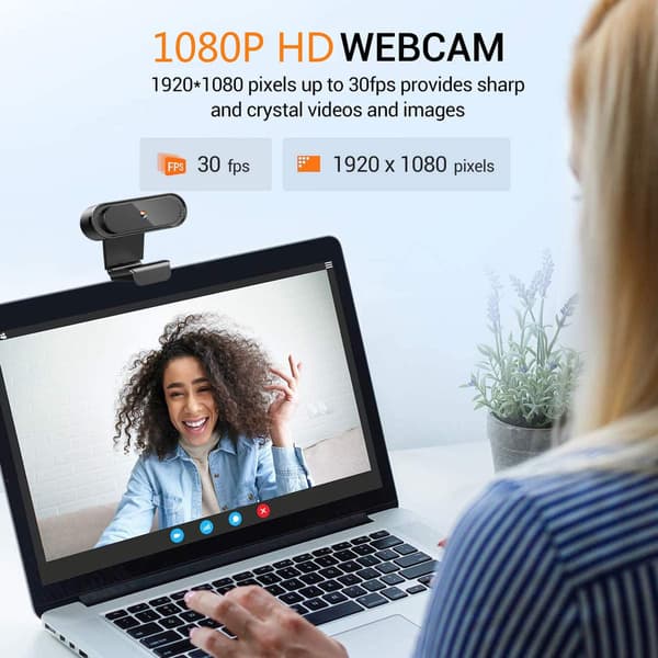 Webkamera PC full HD 1080p, med mikrofon, webkamera, bærbar