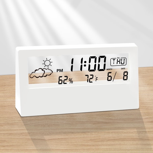 Digital vækkeur med transparent moderne design