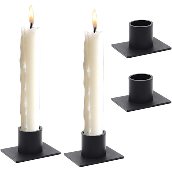 Sorte Lysestaker 4 Stykker Retro Lysestake Dekorasjon Bord