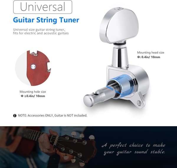 6 stk. Guitar Stemmemaskiner Stemmeknapper Guitarstrenge Stemning