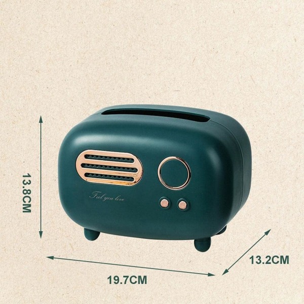 1 st (Grön) Retro Radio Model Tissue Box Desktop Pappershållare