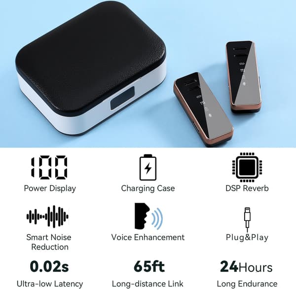 Trådløs Lavalier-mikrofon til iPhone/iPad/Professionel belysning Mini-klipsmikrofon med omnidirektionel