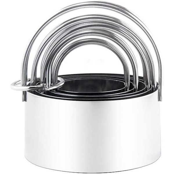 Rustfrit stålkageformssæt (5 stk./sæt), runde småkager