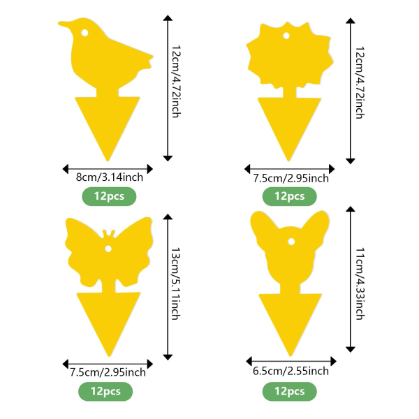 Insektfælde 48 stk., Flueafanger Klæbrig Dobbeltsidet Gul Flueafanger