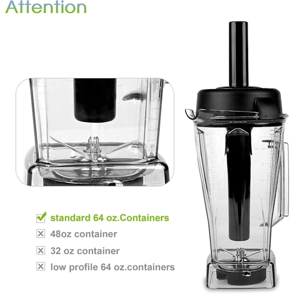 Blender Reservedel Tamper Værktøj Kompatibel med Vitamix Classic Standard 64oz Beholdere