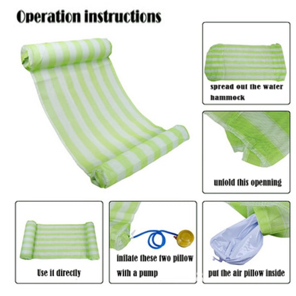 （Grön） Vikbar bärbar uppblåsbar hängmatta flytande säng