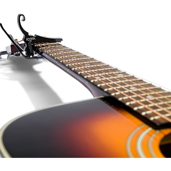 Snabbväxlande gitarrkapo för 6-strängade akustiska gitarrer, Svart, KG6BA