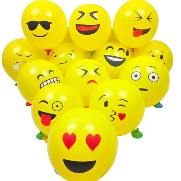 12 tommers gule latexballonger 100 stk, smilende ansikt latex