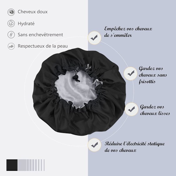 1 Styck Natt Satin Bonnet, VEGCOO Sovhattar, Dubbel