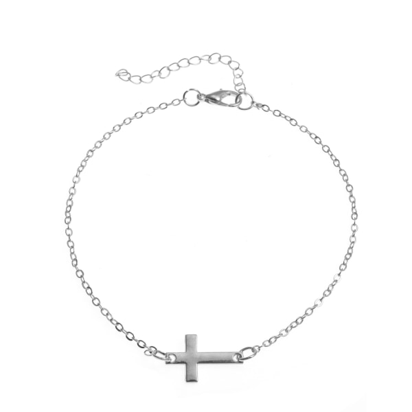 1pcs（Silver）Boho Cross Ankle Bracelet Silver Crucifix Ankle