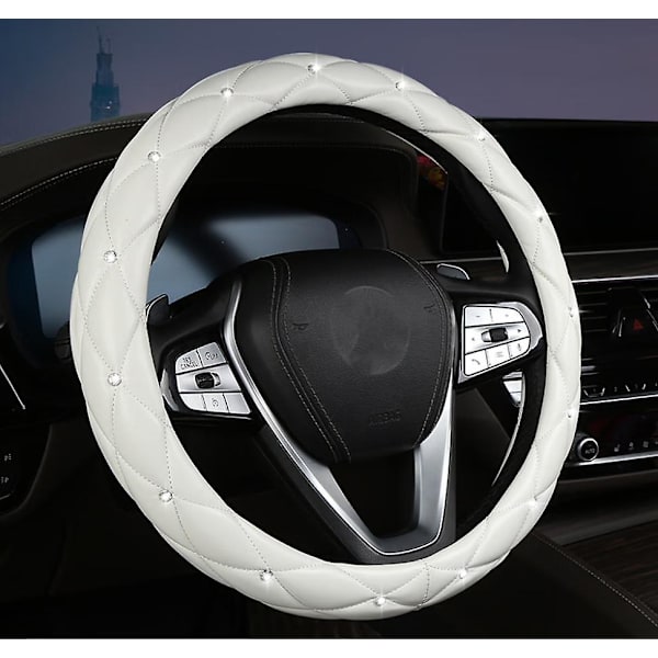 Kvinnors rattmuff, 15\" universell bilrattsmuff med kristalldiamant (vit)