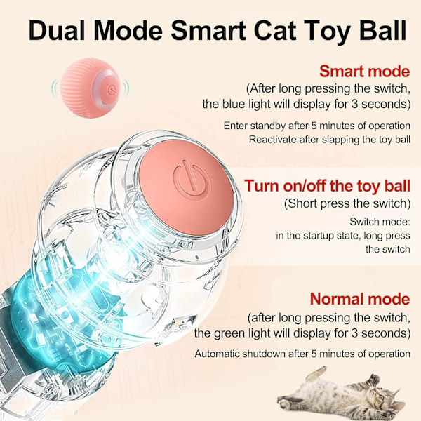 JINGSHUBO Interaktiv Katt Leksak - Smart USB Laddningsbar Kattboll