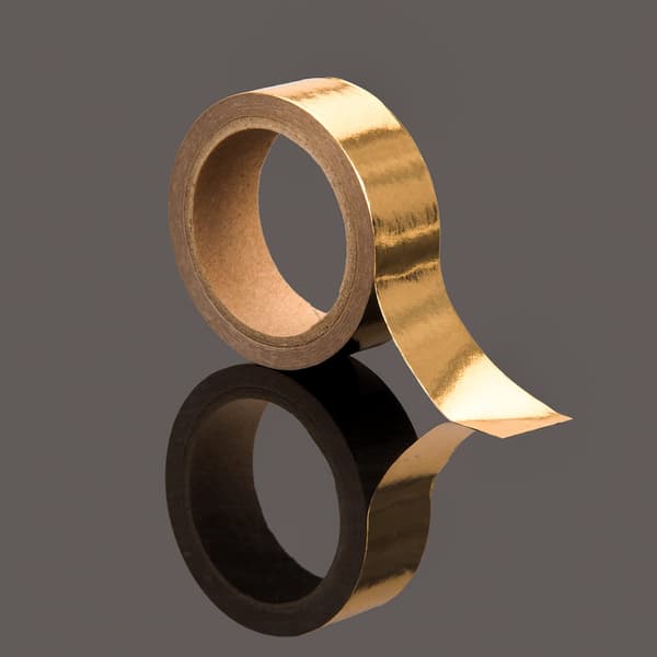 2 Ruller Solid Gullfolie Washi Tape, Dekorativ Maskeringsteip