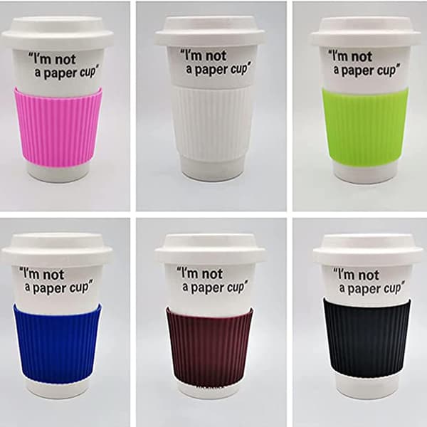 6 Återanvändbara Kaffe Koppar Silikonöverdrag Värmebeständigt Skyddande