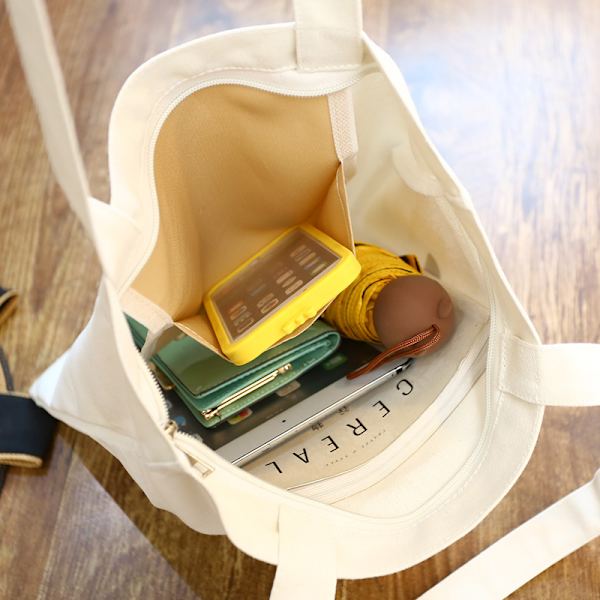 Brev Axelväska (Vit 34*37cm), Casual Canvasväska, Daglig