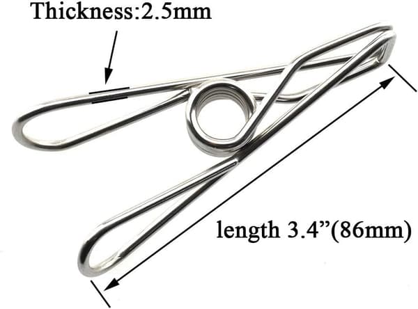 Klesklyper Chip Clips Helt i Metall Rustfritt Stål Ingen Rustflekker