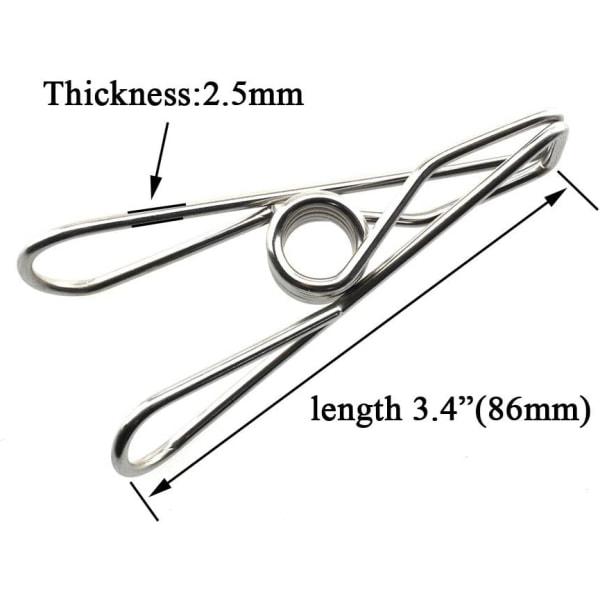 Tøjpinde Chip Clips Helt i Metal Rustfrit Stål Ingen Rustpletter