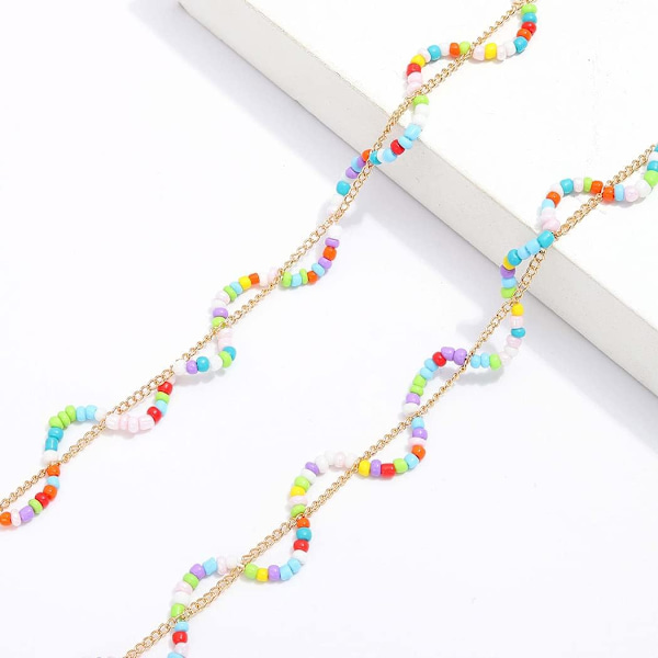 1 stk (Farge) Flovel Perlekjede for Mage Boho Fargerike Perler Midje