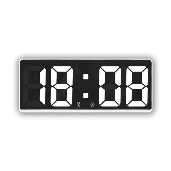 Vit + Vit-kvarts väckarklocka LED-klocka Stor skärm Digital