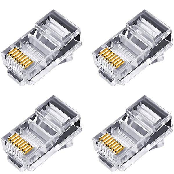 100 st RJ45-kontakter 6u guldpläterade genomgående Ethernet-kablar