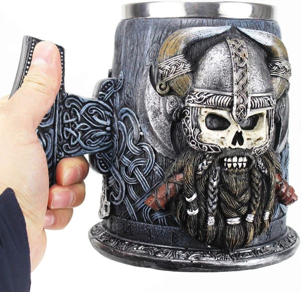 Viking Kaffe- og Ølkopper, 600ML, Tankardkopp med Rustfritt Stål