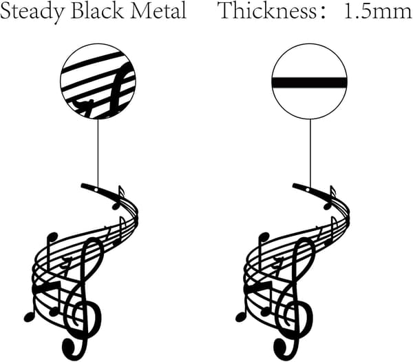 Metal vægkunst musiknote dekoration notation kunst diskantnøgle sort