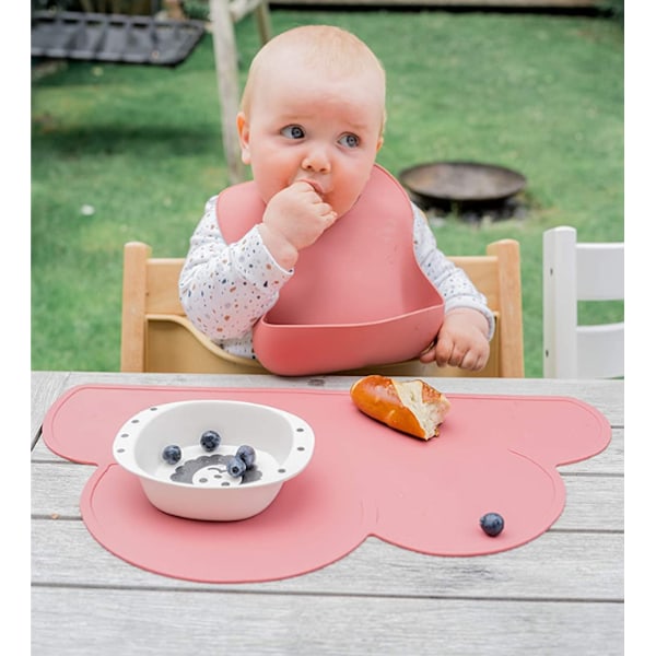 Mjuk silikonbabysallad med uppsamlare, för babymat, mörklila