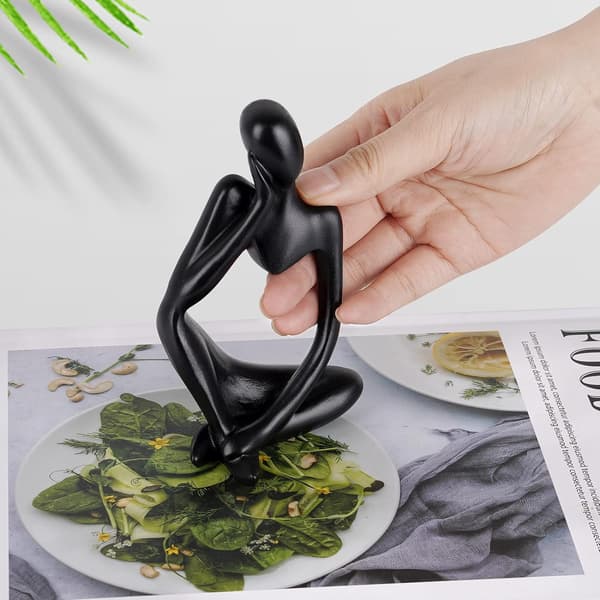 Tænker-Stil Sort Harpiks Abstrakt Skulptur Statue Samleobjekt