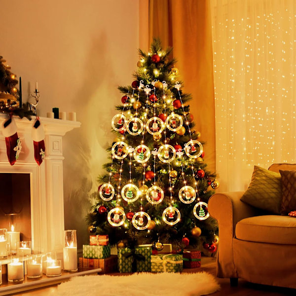 Julbelysning, 10 Trädbelysningar 120 LED Juldekorationer Inomhus, Batteridrivna Jul Fönsterbelysningar 9.8