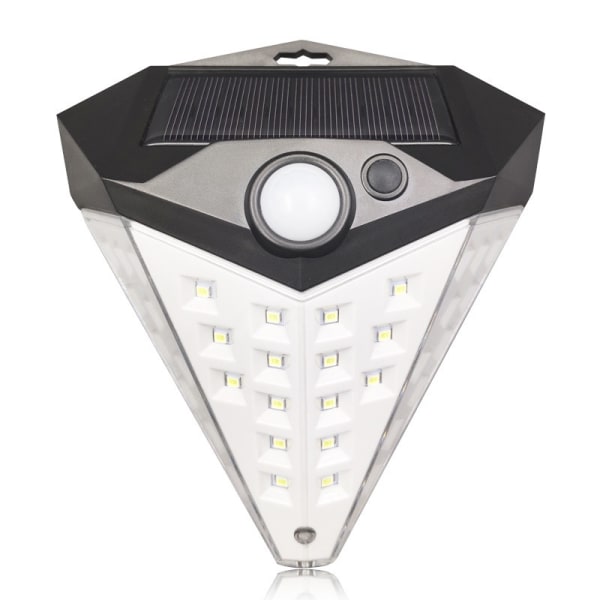 1 st Solcellsdriven vägglampa med rörelsesensor, triangulär diamantform, atmosfärisk