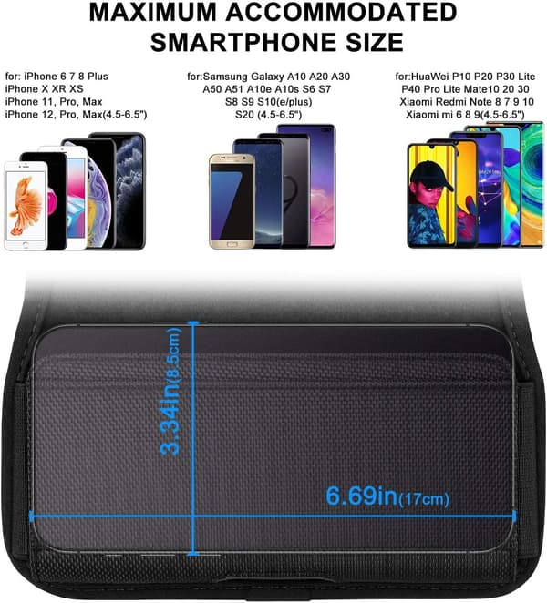 ure Etui til, Vandret Nylon Universal Telefon Etui (L)
