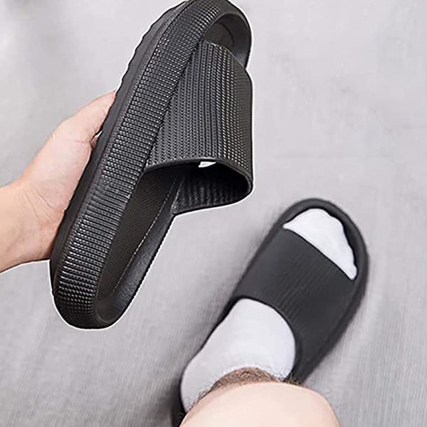Unisex Badetøfler, Skridsikker, Hurtigtørrende (Sort, 38/39)