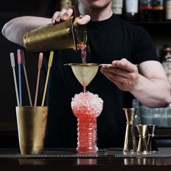 Kaffestik Rustfrit Stål Swizzle Stick Genanvendelig Metal Rør Sticks Cocktail Kaffe Drikke Rør Ske Beverage