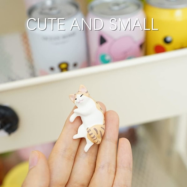 Kissan muotoiset jääkaappimagneetti, 6 söpöä makaavaa kissamagneetti, Mini Kawaii koristemagneetti kotiin keittiöön, jossa on vahva magneetti, hauskat/uutuudenmukaiset pulleat kissanpentu jääkaappimagneetti