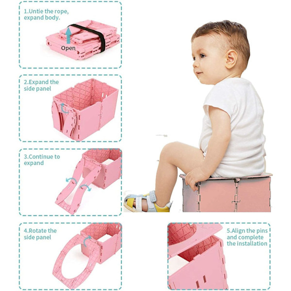 Baby Potty, Foldbar Børnetoilet, Pulver, Ingen Rengøringsposer