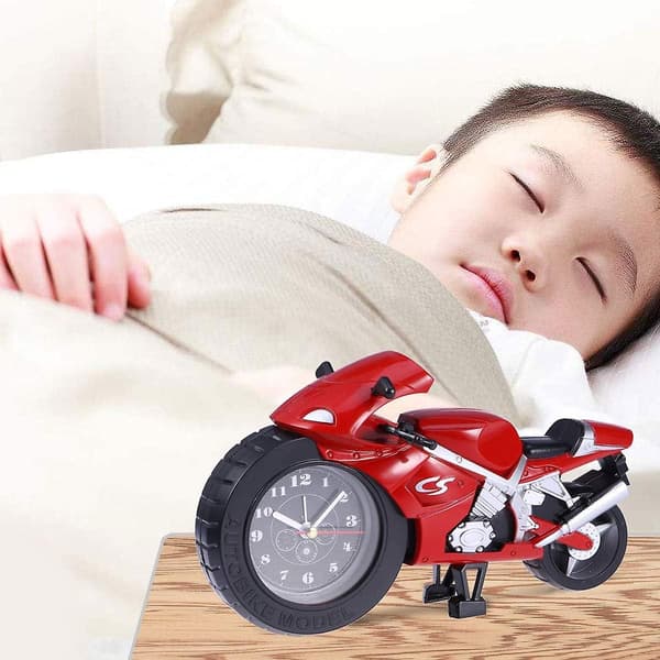 Cartoon Motorcykel Stil Väckarklocka För Barn (blå)