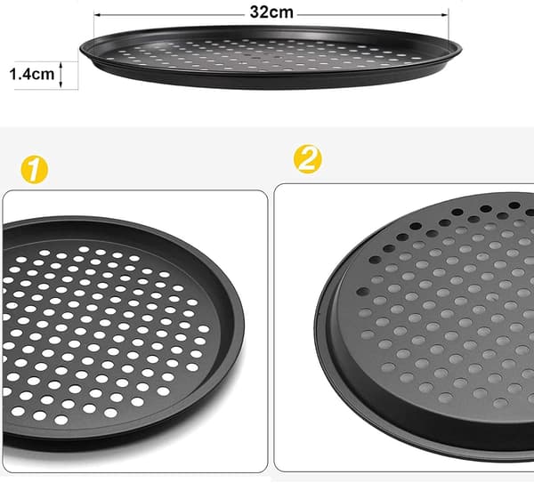 Sæt med 2 pizzaplader - Diameter: 32 cm - Rund non-stick plade -