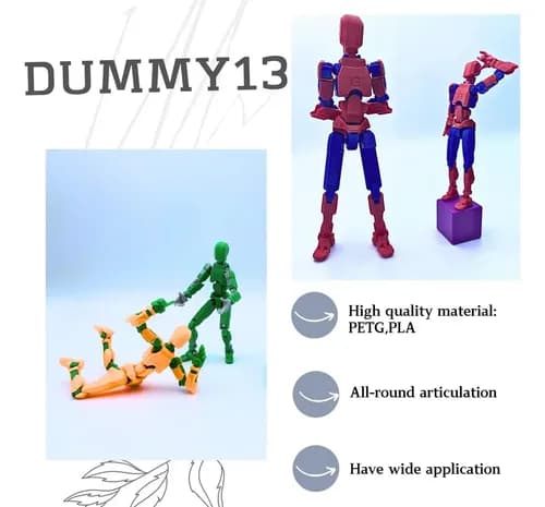 Dummy13 3D-tryckt Actionfigur 5.54 Tum (Svart)