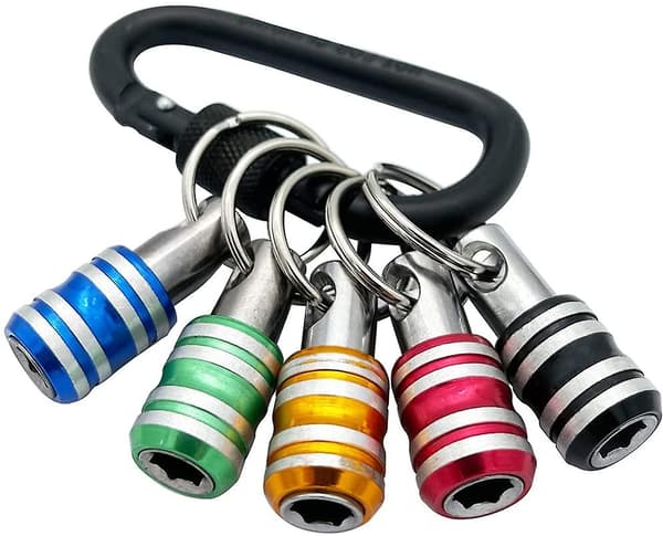5-pack 1/4\" Hex-skaft Nyckelringsskruvmejselbitshållare