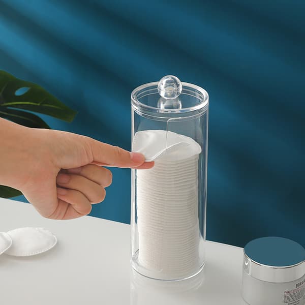 2-pack Bomullslagringstorn, Akryl, Rund, Med Lock, Badrum