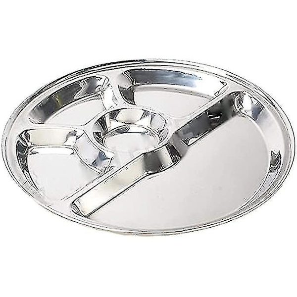 Sæt med 4 rustfrie stål fem-rum Ro tallerken, Thali, Mess bakke, middagstallerken