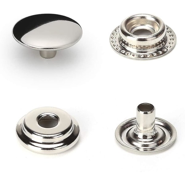 100 stk 15mm rustfritt stål feste trykknapp hette knapp marine båt lerret linje 24 (4 komponenter, 5 stk for hver)